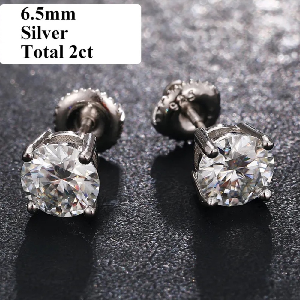 Certified 2ct Moissanite Diamond Stud Earrings